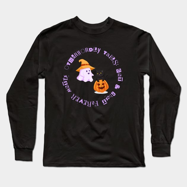 OTHEWORDLY TAILS: CAT AND GHOST, FOREVER MATES! Long Sleeve T-Shirt by elumirel